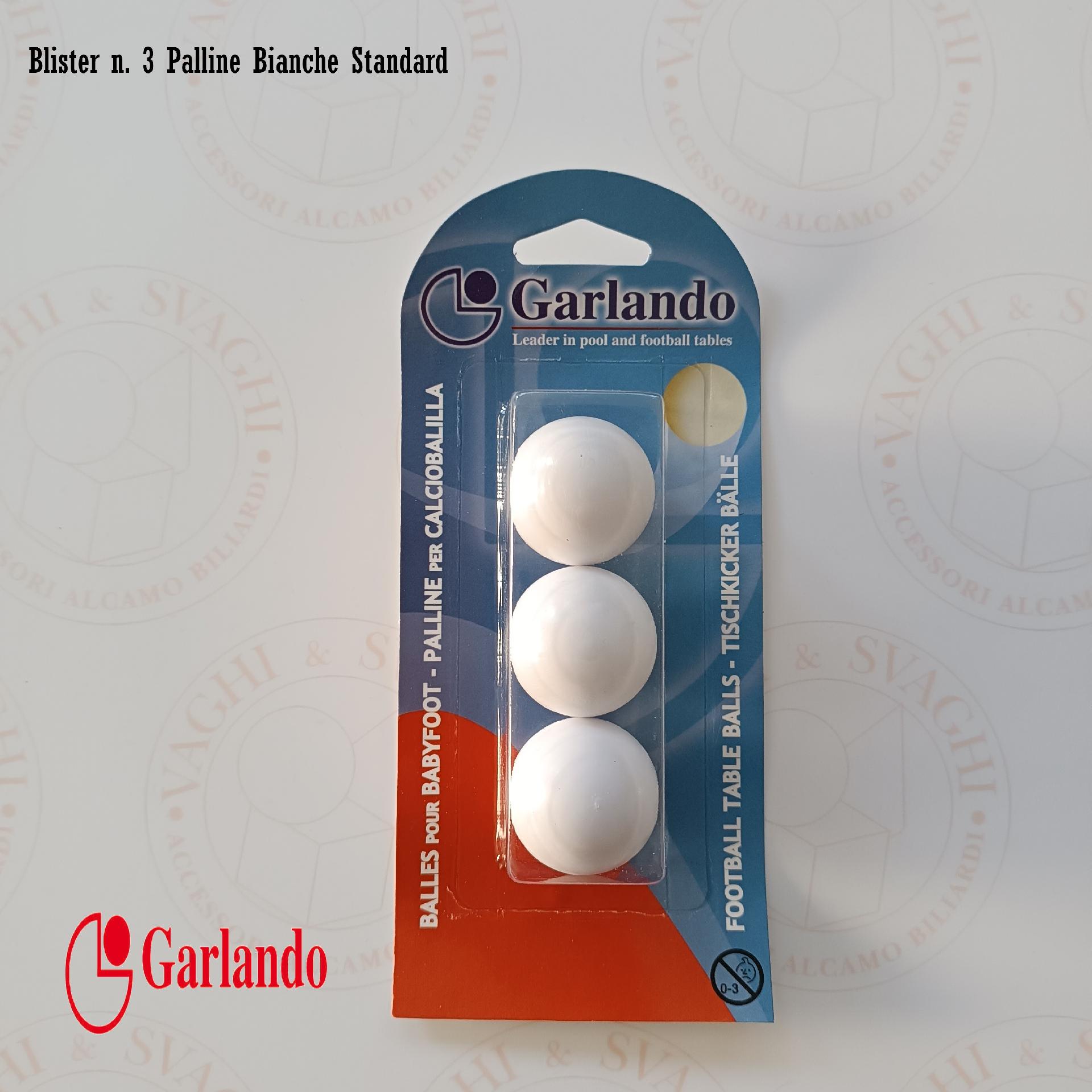 PALLINE PER CALCIO BALILLA  BIANCHE GARLANDO STANDARD BLISTER SET 3 PALLINE