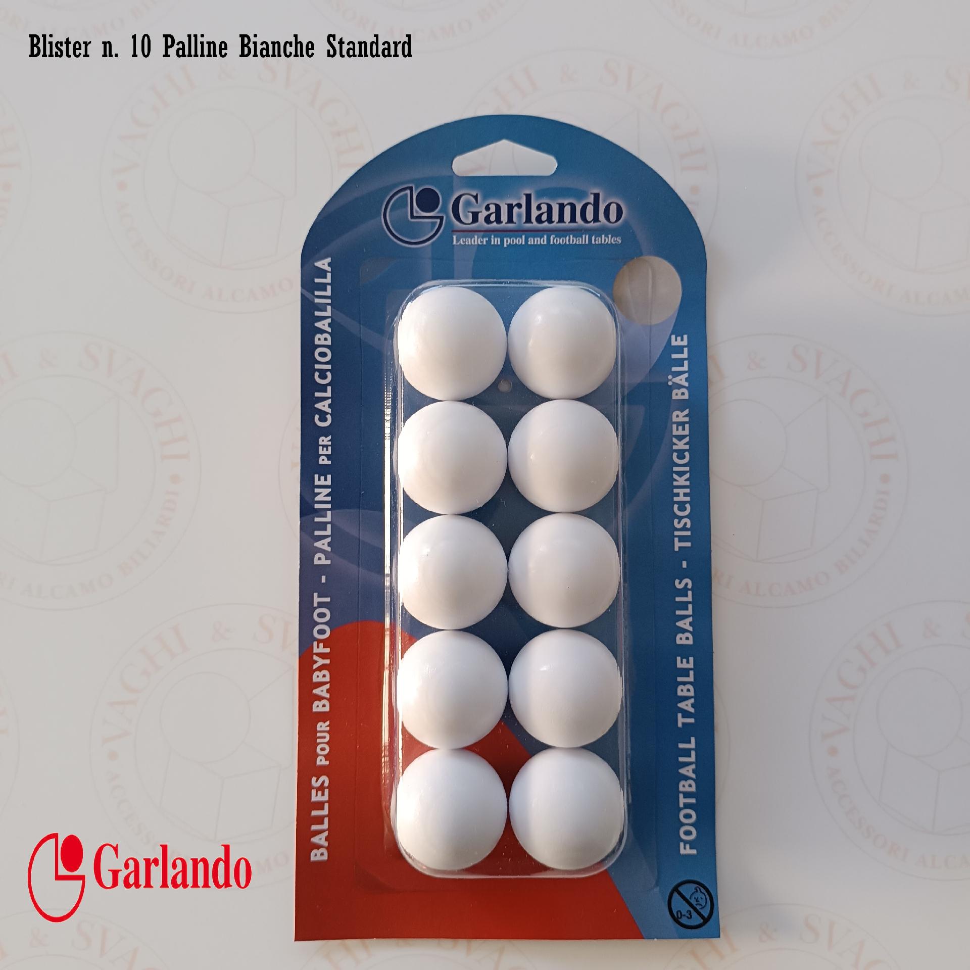PALLINE  PER CALCIO BALILLA BIANCHE GARLANDO STANDARD BLISTER 10 PALLINE