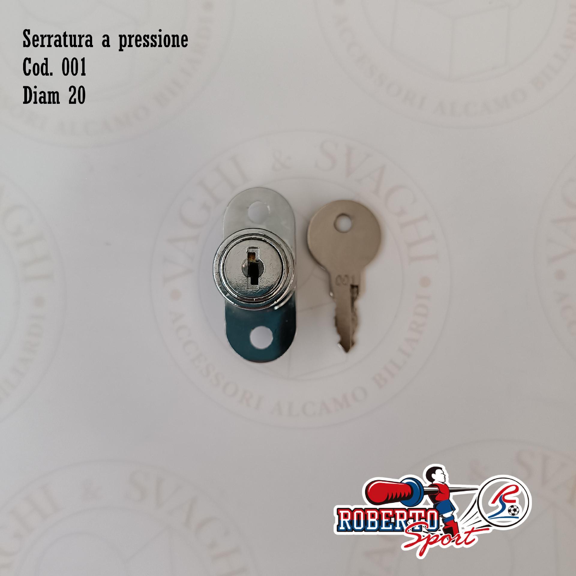 SERRATURA PER CALCIO BALILLA ROBERTO SPORT A PRESSIONE DIAM. 20 VARI CODICI