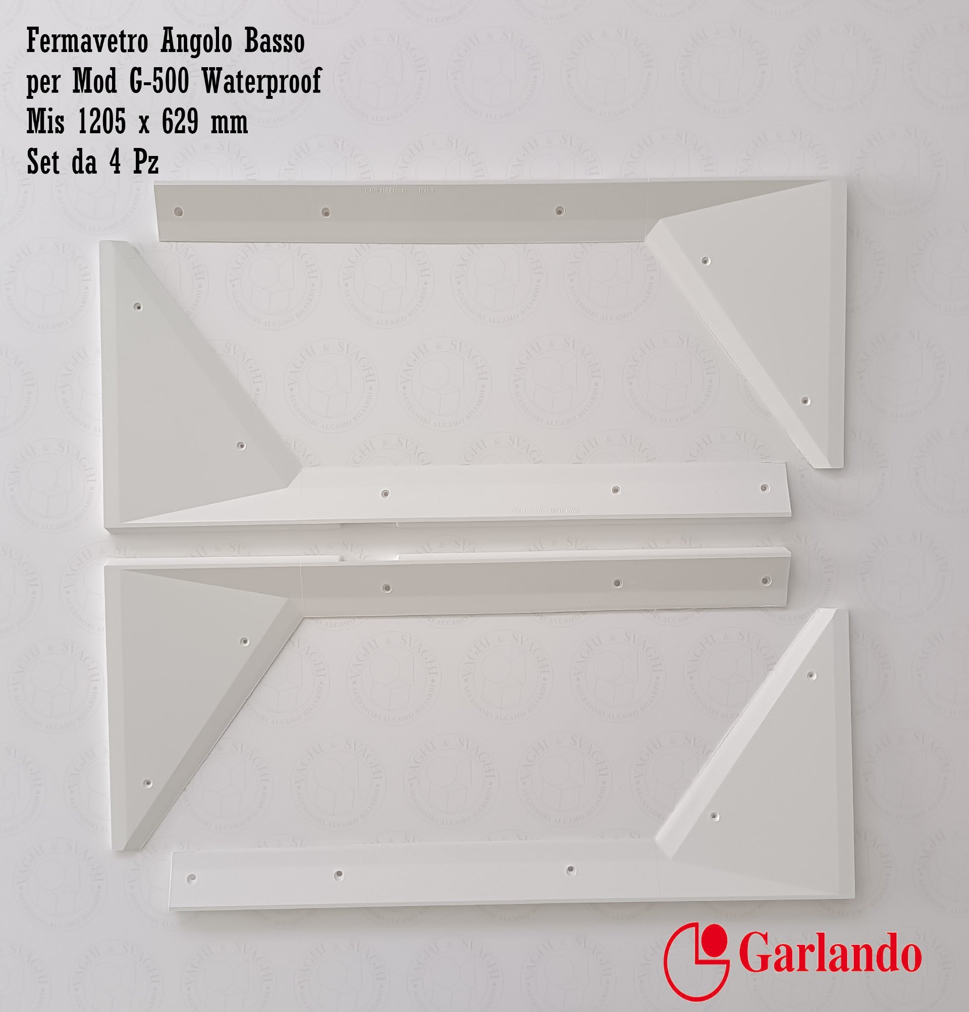 FERMAVETRO PER G-500 WATERPROOF GARLANDO MIS.1205 X 629 MM SET DA 4 PZ