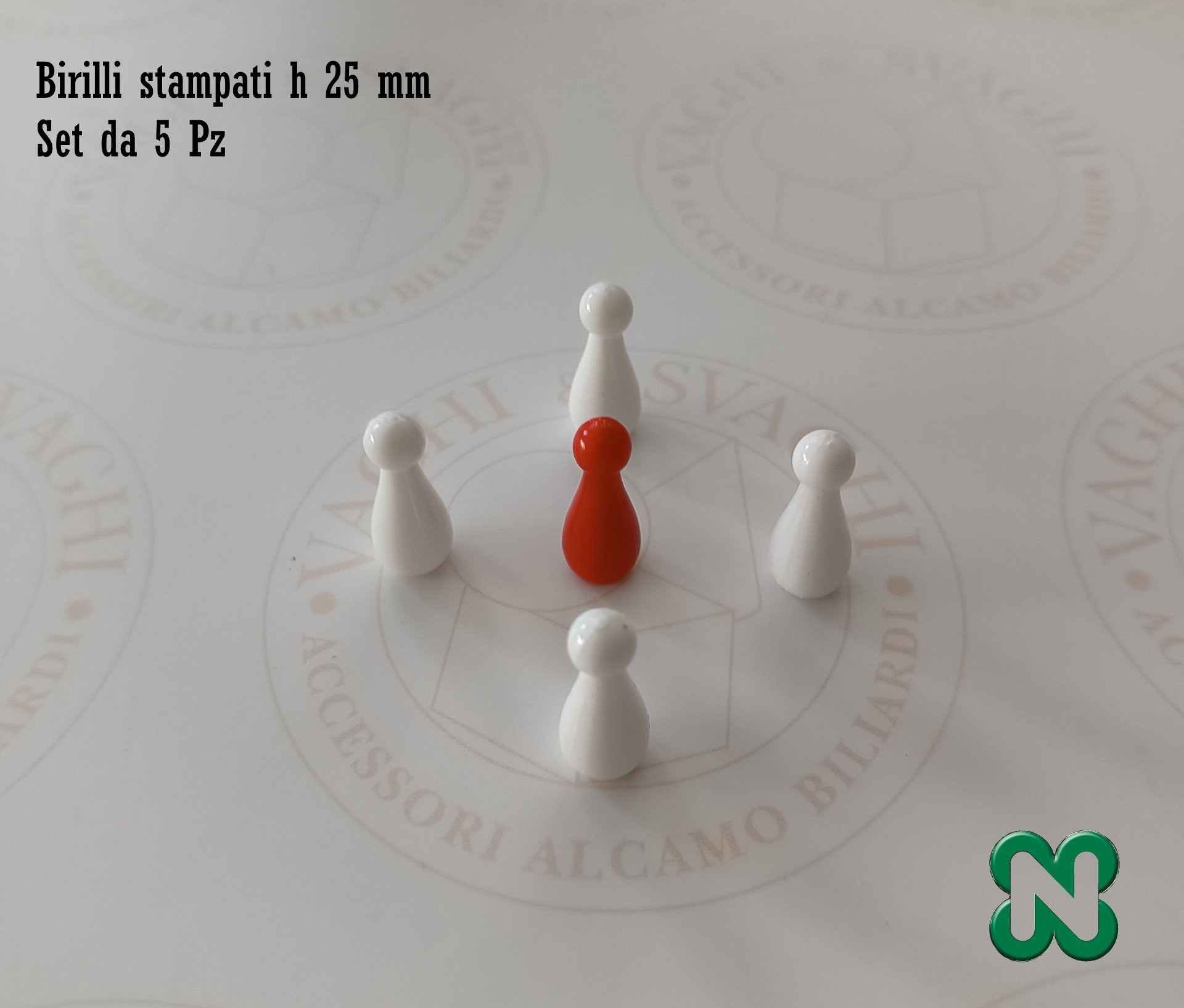 BIRILLI STAMPATI NORDITALIA BIANCHI H 25 MM SET DA 5 PZ