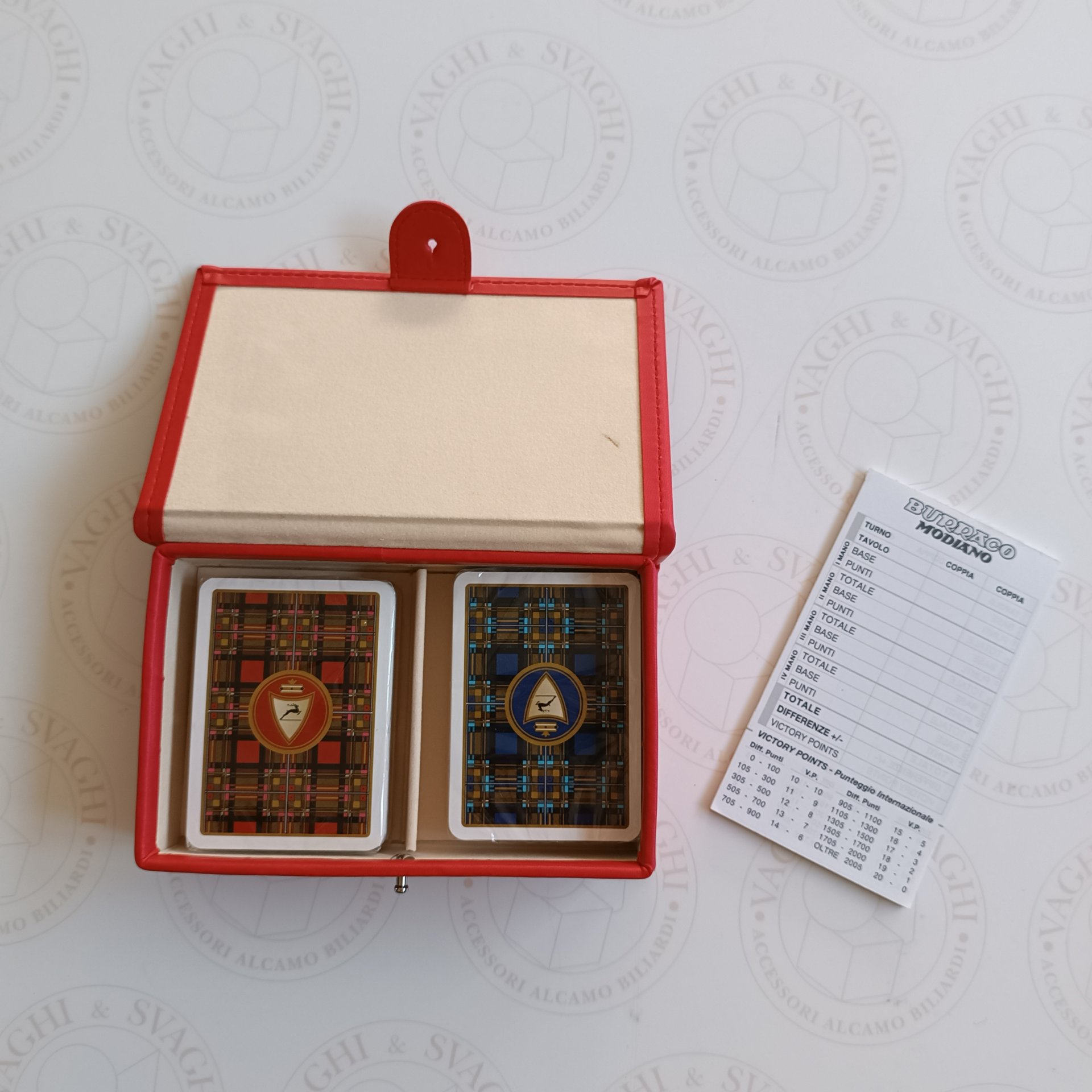 CARTE BURRACO SCOZZESE MODIANO CON ASTUCCIO IN SIMILPELLE ROSSO