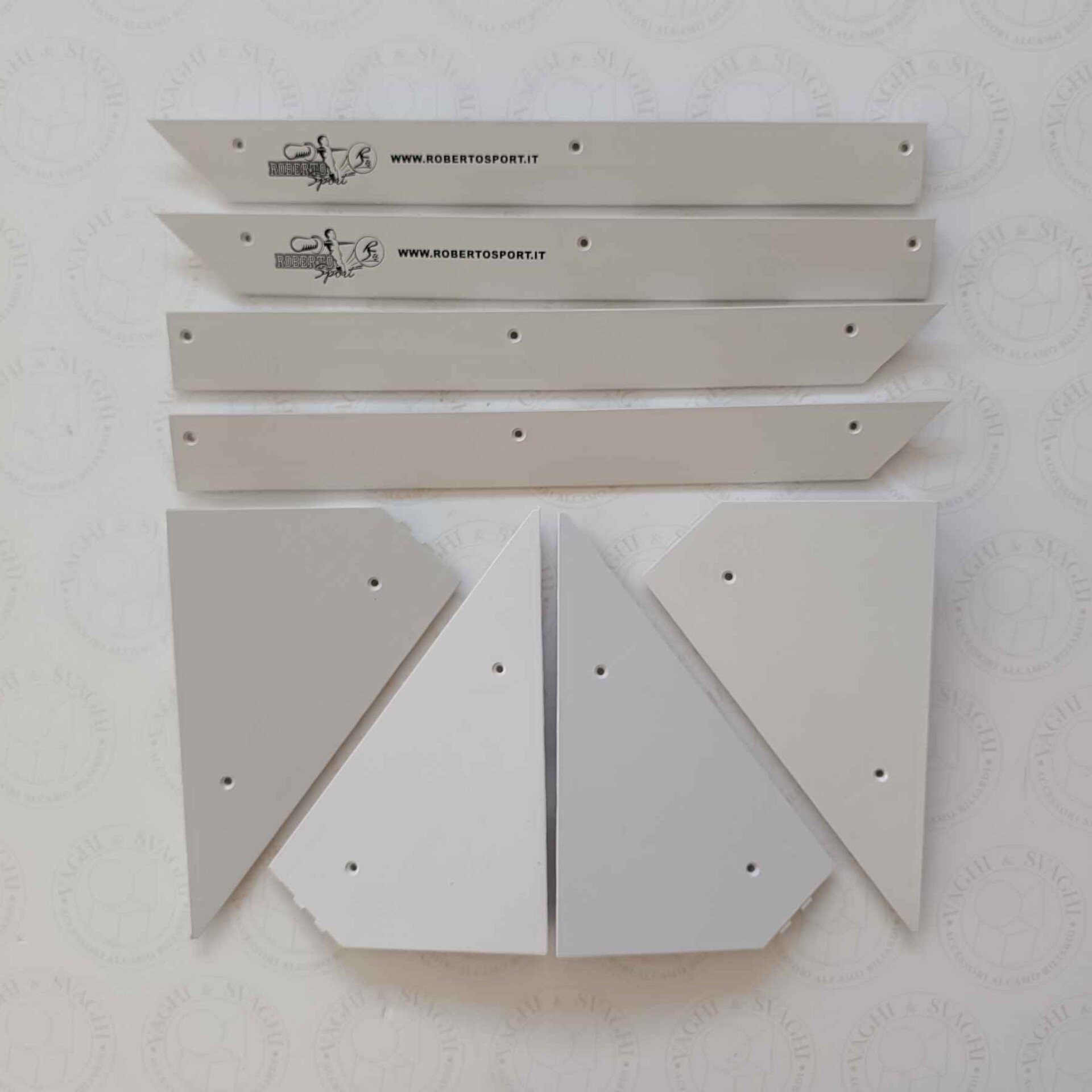 FERMAVETRO BIANCO ROBERTO SPORT CON SERIGRAFIA SET 8 PZ.