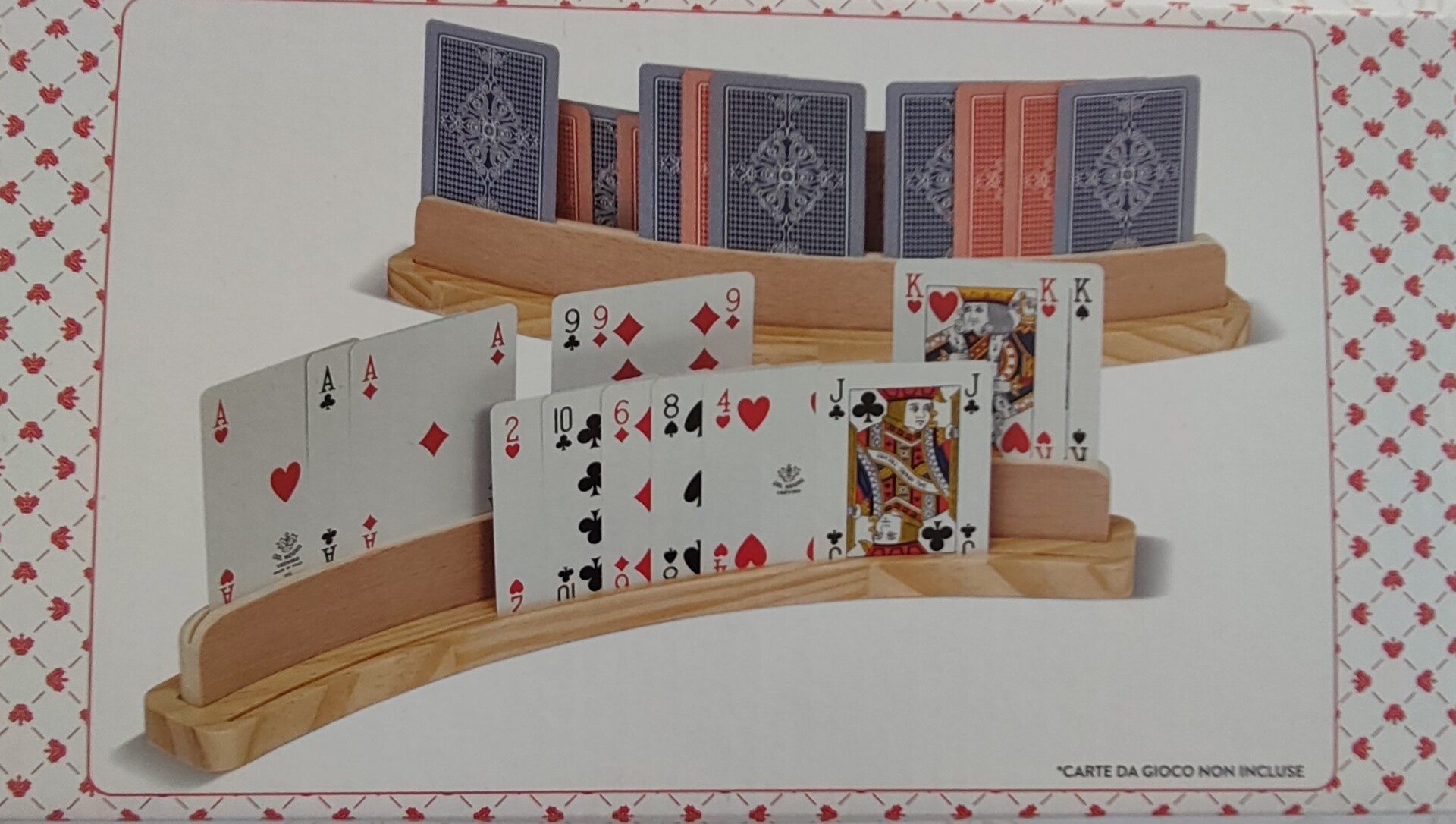 SUPPORTO CARTE DA GIOCO DAL NEGRO IN LEGNO 2 PEZZI