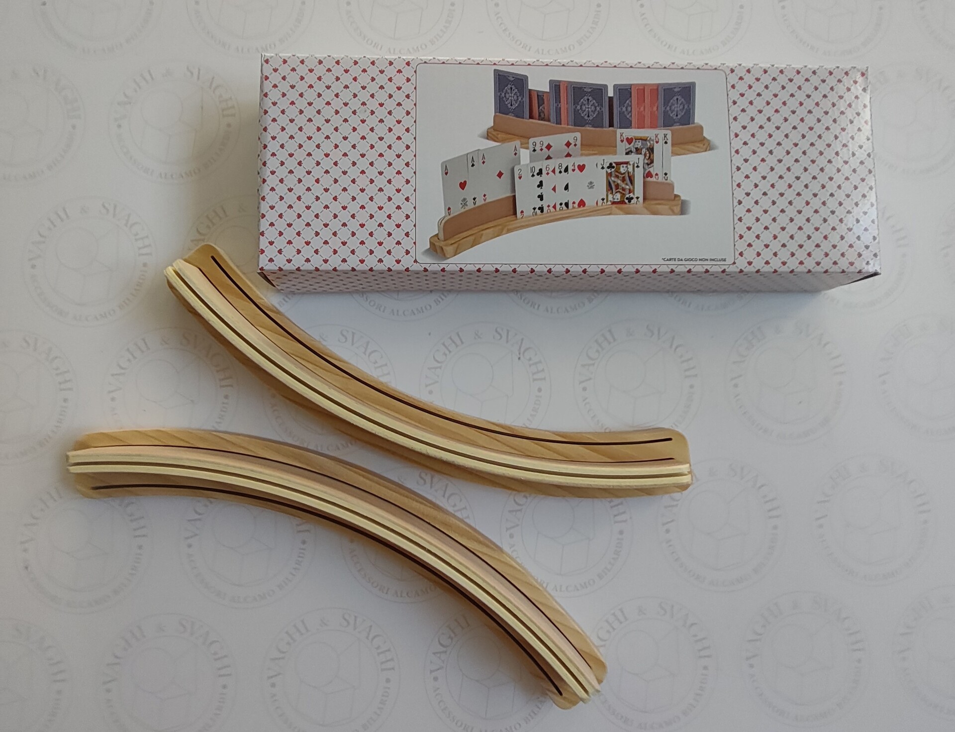 SUPPORTO CARTE DA GIOCO DAL NEGRO IN LEGNO 2 PEZZI