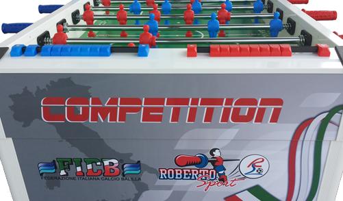 CALCIO BALILLA ROBERTO SPORT COMPETITION CON PIANO GIOCO VETRO