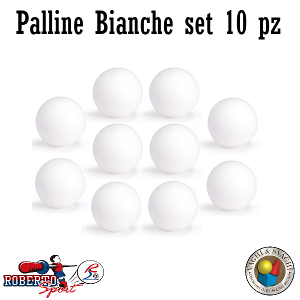 PALLINE PER CALCIO BALILLA ROBERTO SPORT BIANCHE SET 10 PZ