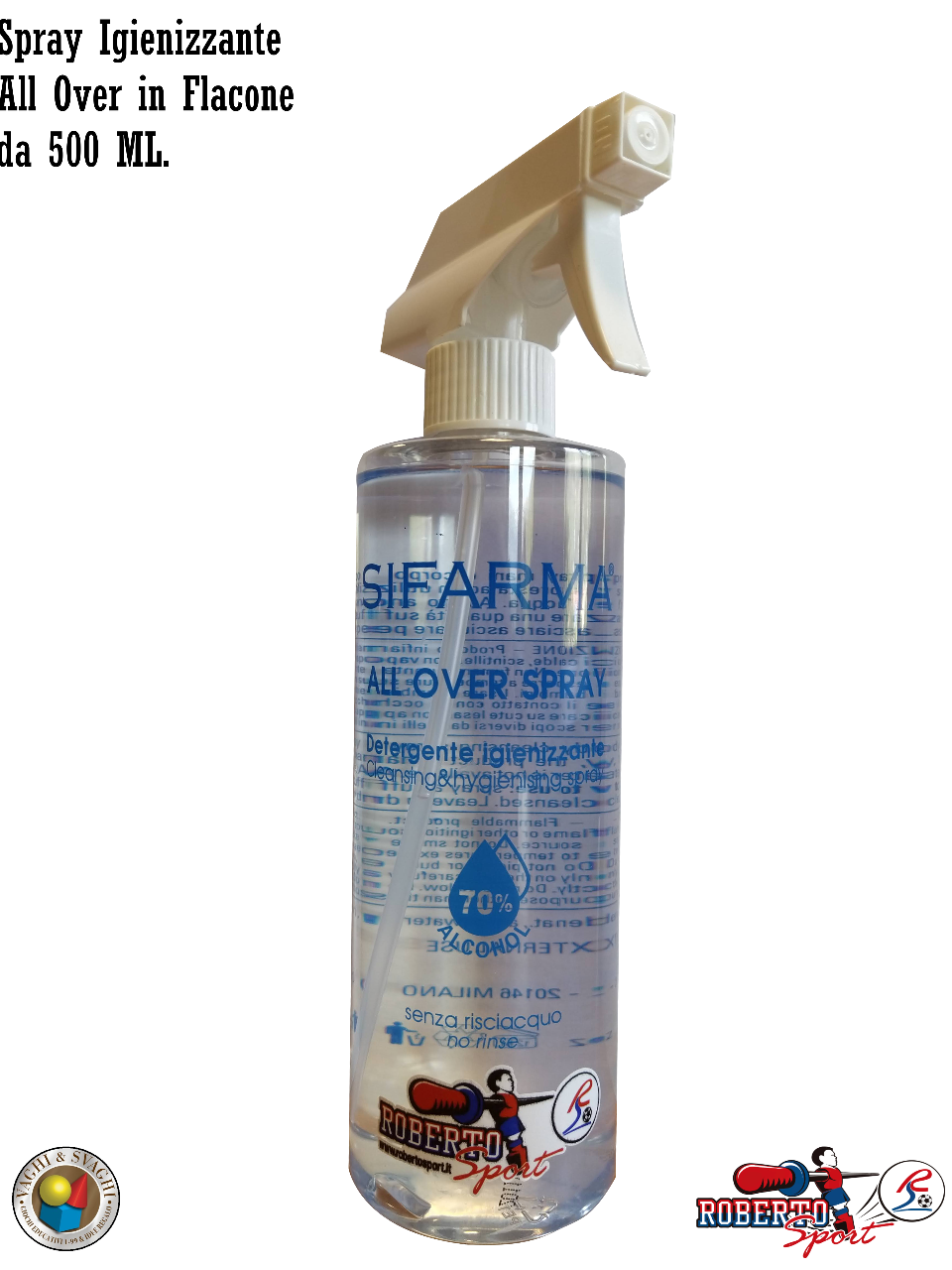 SPRAY IGIENIZZANTE ROBERTO SPORT FLACONE DA 500 ML.