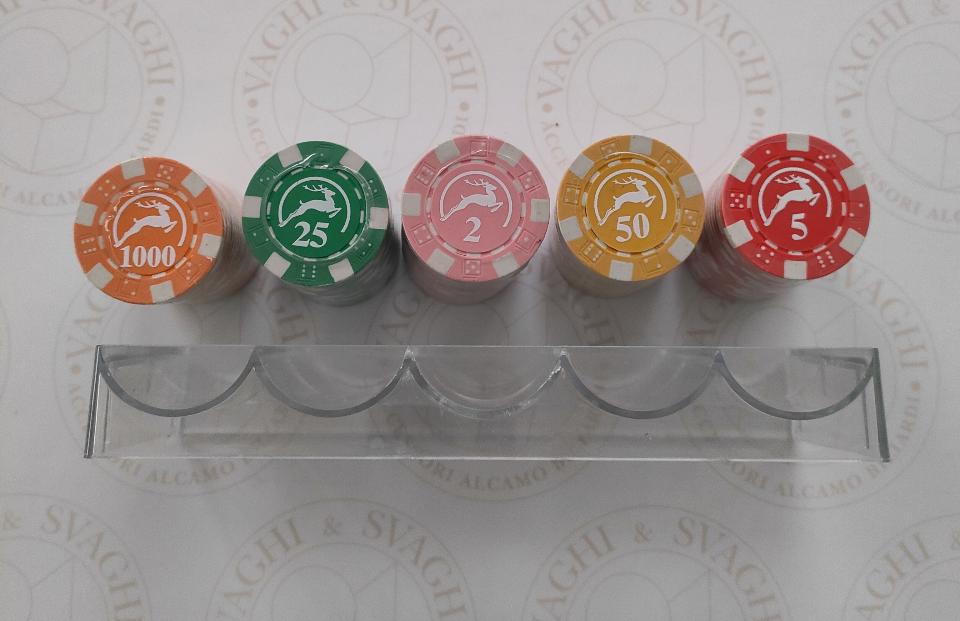 CHIPS SET 100 PZ. MODIANO MIX COLORI CON VALORI 14 GR.