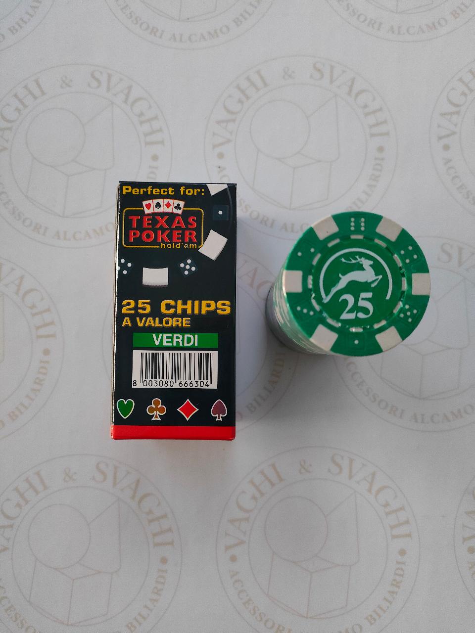 CHIPS MODIANO SET 25 PZ. VERDE CON VALORE 25