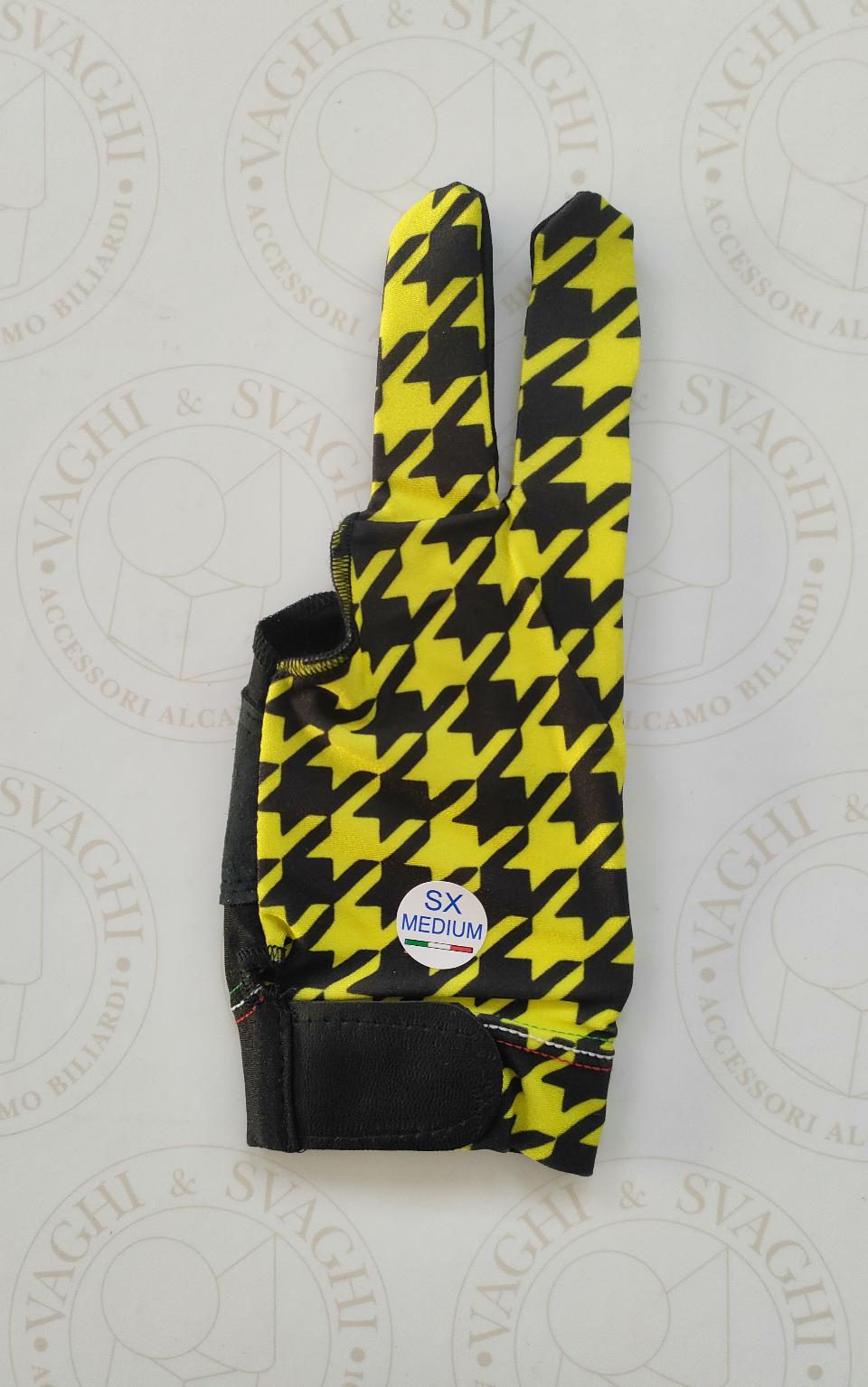 GUANTO DA BILIARDO TOP LIFE MANO SX MISURA MEDIO  MARRONE/GIALLO
