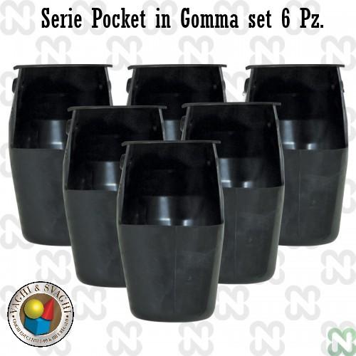 POCKET IN GOMMA NERO SET 6 PEZZI