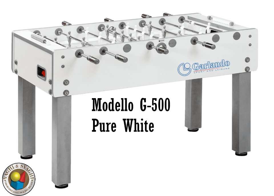 CALCIO BALILLA GARLANDO G-500 PURE WHITE ASTE RIENTRANTI