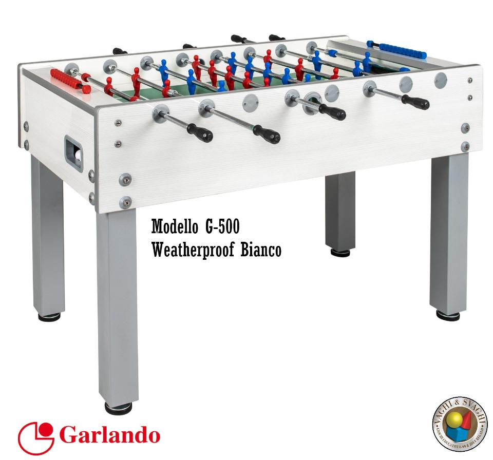 CALCIO BALILLA GARLANDO G-500 WEATHERPROOF WHITE ASTE RIENTRANTI
