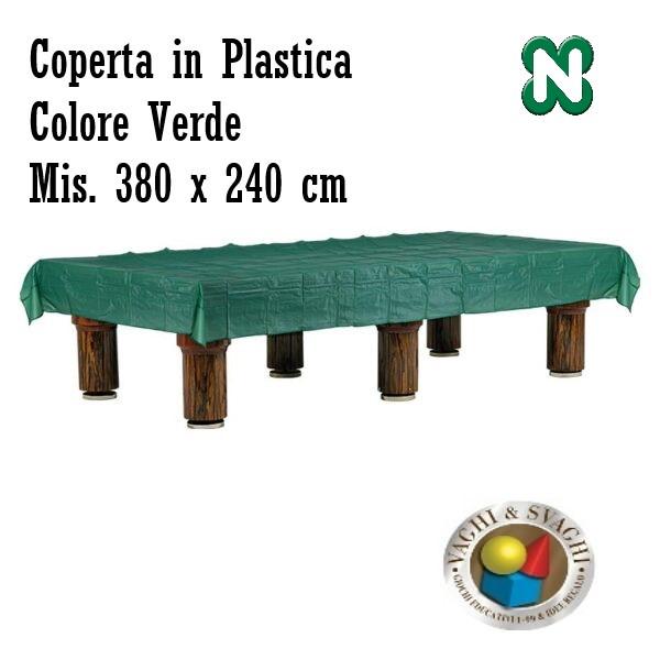 COPERTA PER BILIARDO NORDITALIA IN PLASTICA VERDE 380 X 240 CM.