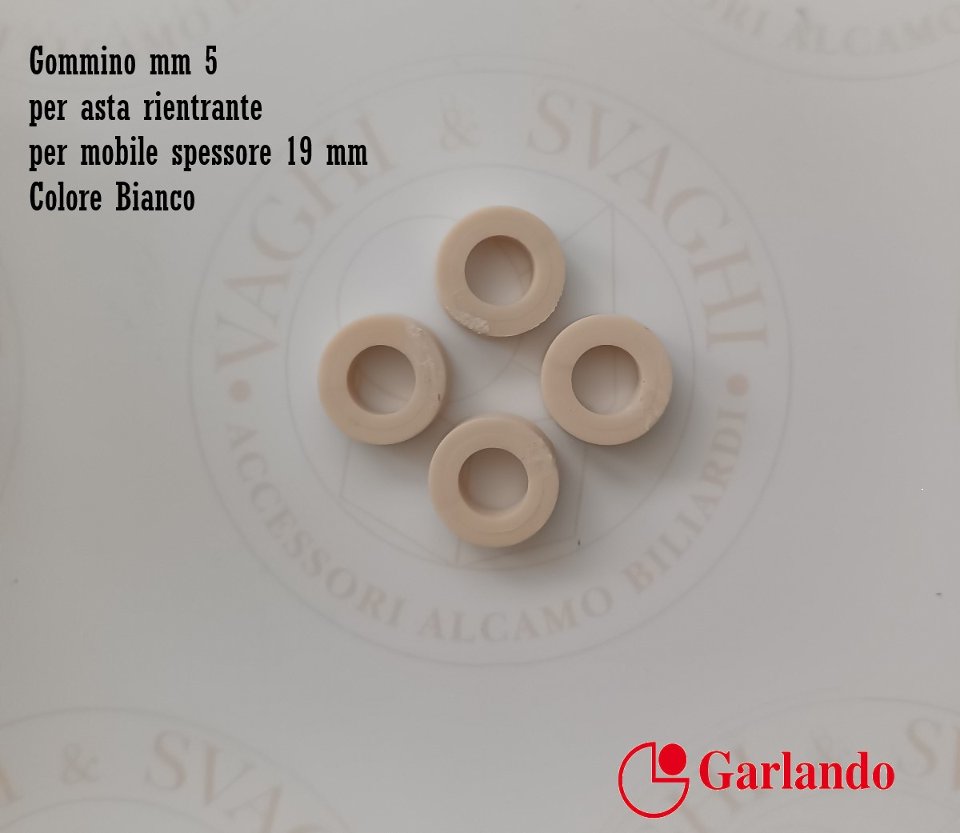 GOMMINO COLORE BIANCO GARLANDO PER ASTA RIENTRANTE PER MOBILE SPESS. 19 MM