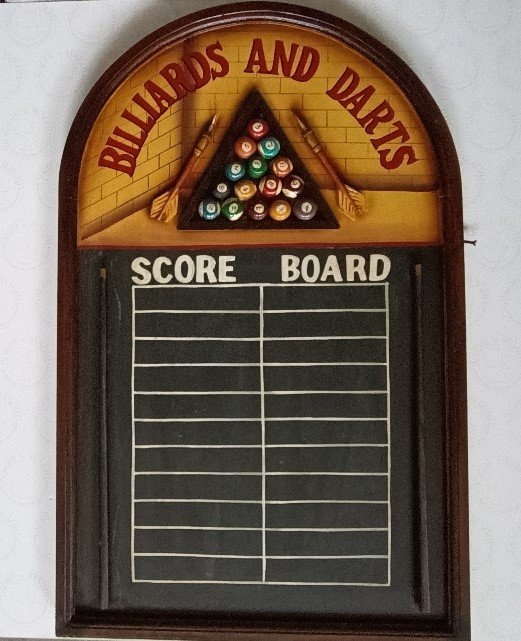 QUADRO IN LEGNO + LAVAGNA BILLIARDS AND DARTS