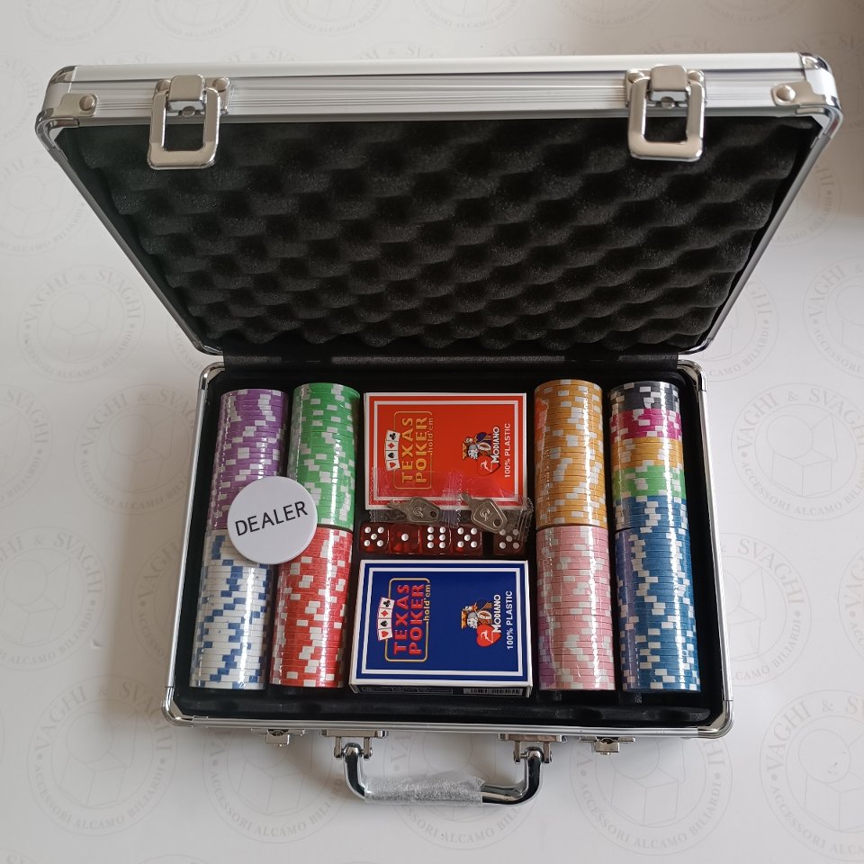 VALIGETTA IN ALLUMINIO MODIANO CON 200 FICHES DA 14 GR.