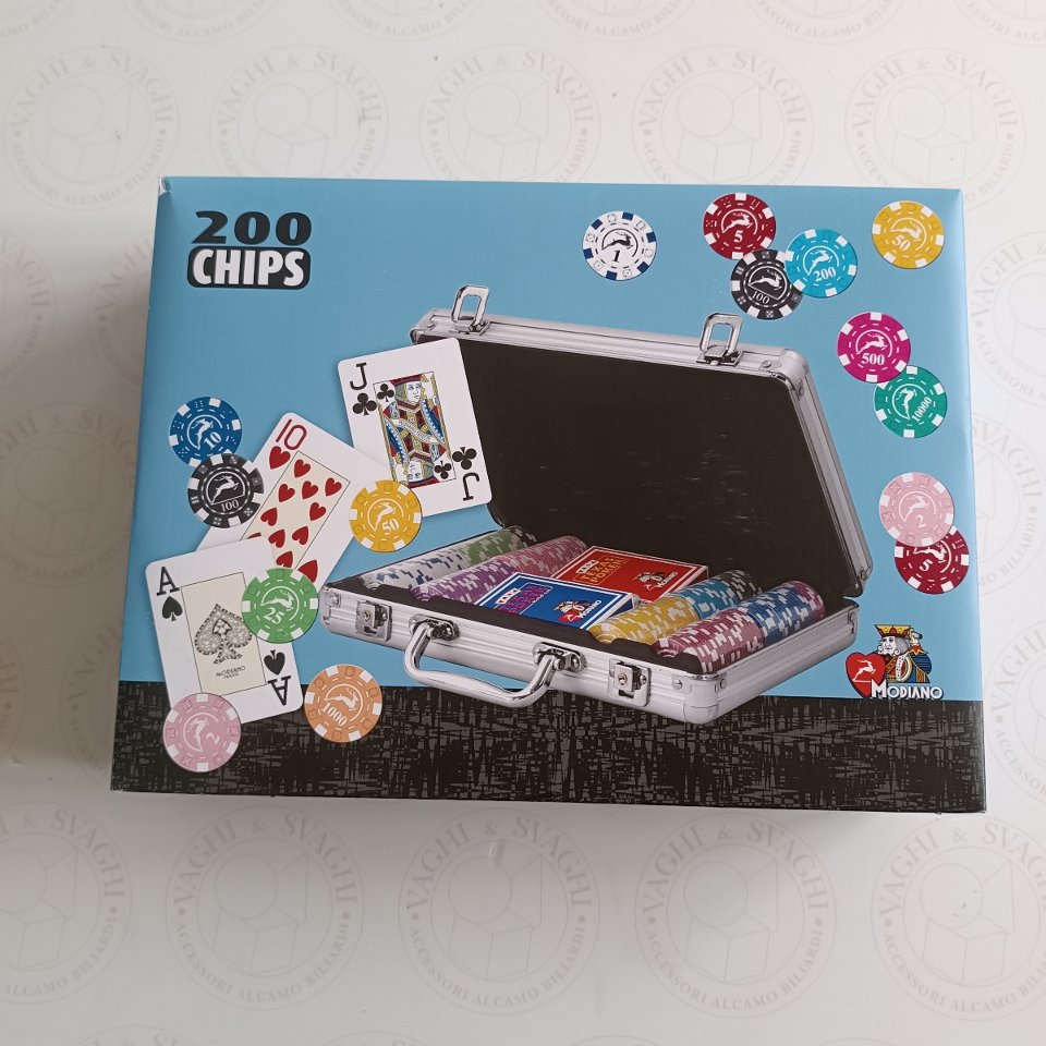 VALIGETTA IN ALLUMINIO MODIANO CON 200 FICHES DA 14 GR.