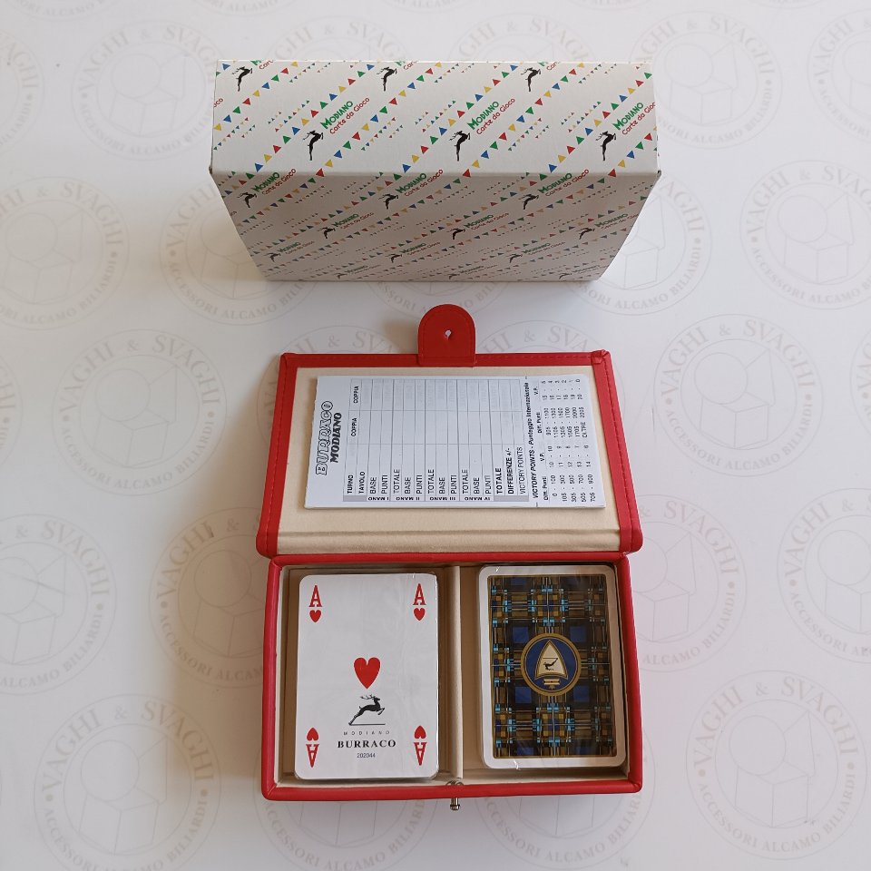 CARTE BURRACO SCOZZESE MODIANO CON ASTUCCIO IN SIMILPELLE ROSSO