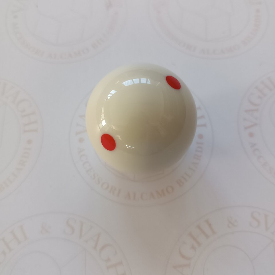 PALLINO BIANCO CON 6 PUNTI ROSSI DIAMETRO 57,2 MM
