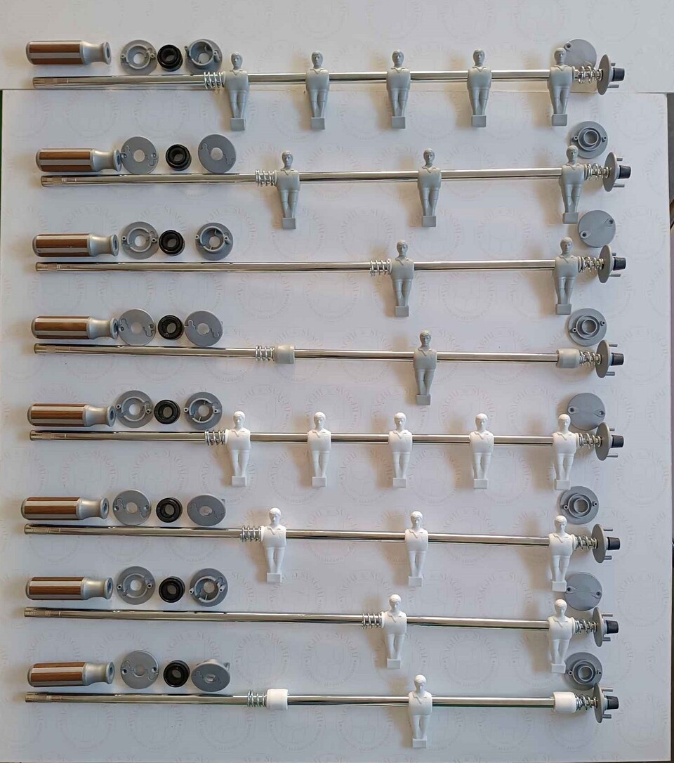 SERIE ASTE COMPLETE RIENTRANTI GARLANDO OMINI BIANCO/GRIGI BOCCOLE SILVER SILVER