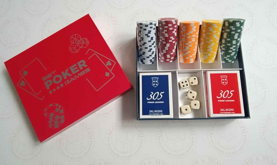 SCATOLA FICHES DAL NEGRO SET POKER GAMES CON VALORI