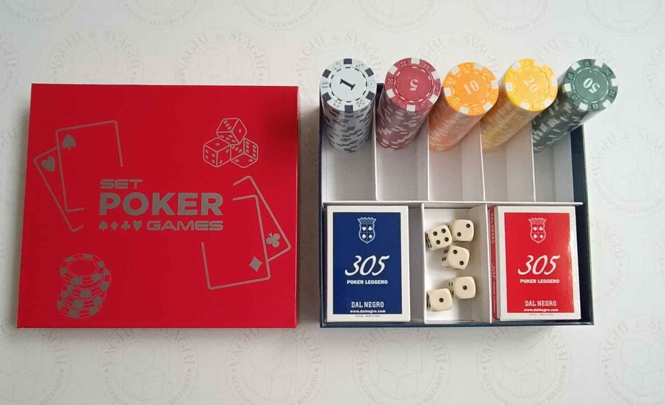 SCATOLA FICHES DAL NEGRO SET POKER GAMES CON VALORI