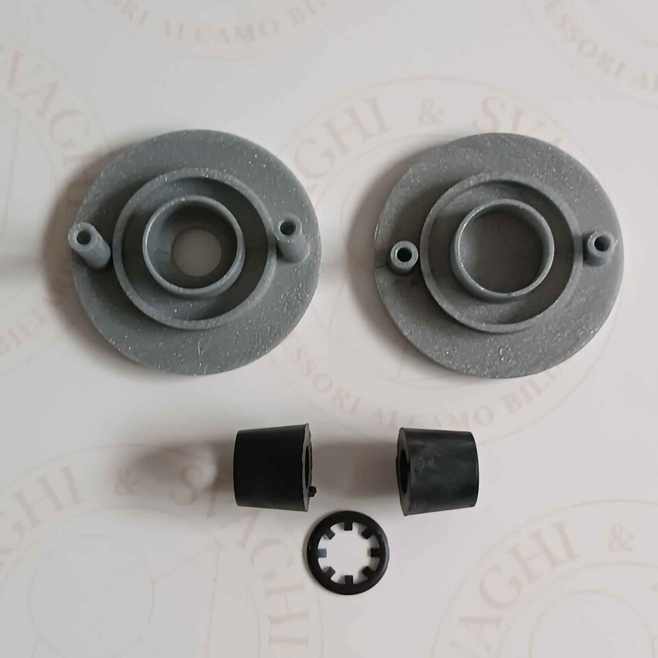 BOCCOLA COMPLETA CON FLANGE GARLANDO PER ASTA RIENTRANTE, 2 MISURE COLORE SILVER