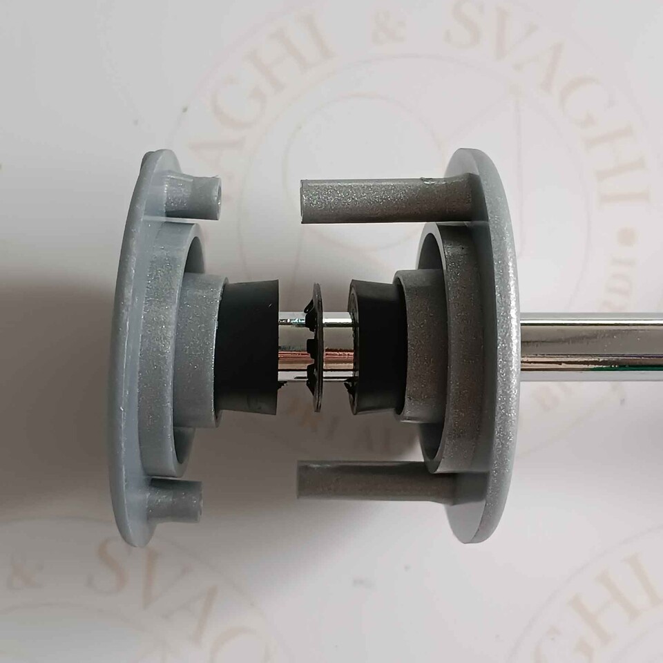 BOCCOLA COMPLETA CON FLANGE GARLANDO PER ASTA RIENTRANTE, 2 MISURE COLORE SILVER