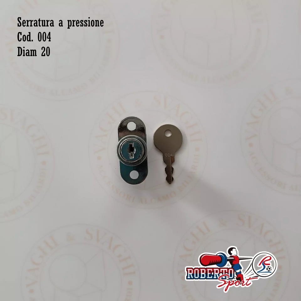 SERRATURA PER CALCIO BALILLA ROBERTO SPORT A PRESSIONE DIAM. 20 VARI CODICI