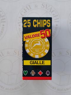 CHIPS MODIANO SET 25 PZ. GIALLO CON VALORE 50