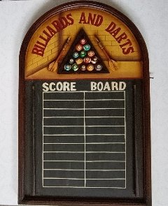 QUADRO IN LEGNO + LAVAGNA  BILLIARDS AND DARTS