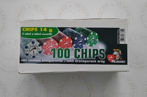 CHIPS MODIANO SET 100 CHIPS 14 GR. COLORI MIX CON VALORE