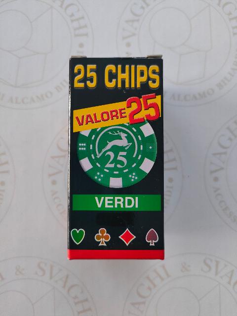 CHIPS MODIANO SET 25 PZ. VERDE CON VALORE 25