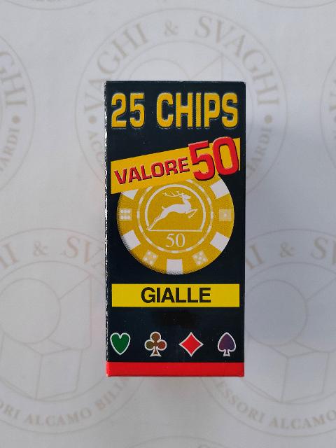 CHIPS MODIANO SET 25 PZ. GIALLO CON VALORE 50