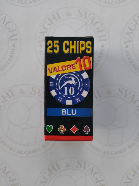 CHIPS MODIANO SET 25 PZ. BLU CON VALORE 10