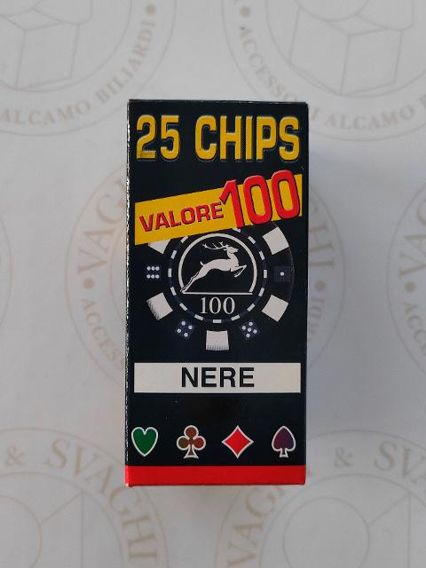 CHIPS MODIANO SET 25 PZ. NERO CON VALORE 100