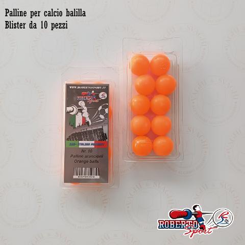 PALLINE PER CALCIO BALILLA  STANDARD ROBERTO SPORT ARANCIO BLISTER SET DA 10 PZ