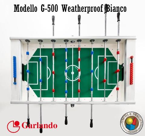 CALCIO BALILLA GARLANDO G-500 WEATHERPROOF WHITE ASTE RIENTRANTI