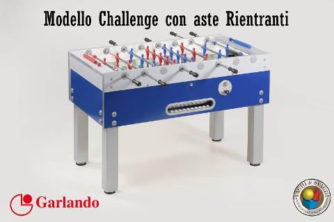 CALCIO BALILLA GARLANDO MODELLO CHALLENGE PIANO GIOCO CORTO E VETRO