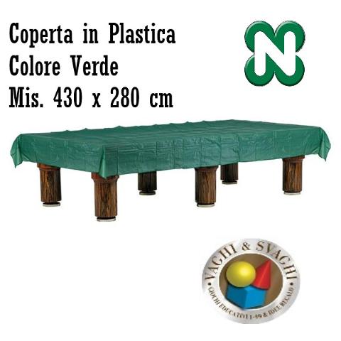 COPERTA PER BILIARDO NORDITALIA IN PLASTICA VERDE 430 X 280 CM.