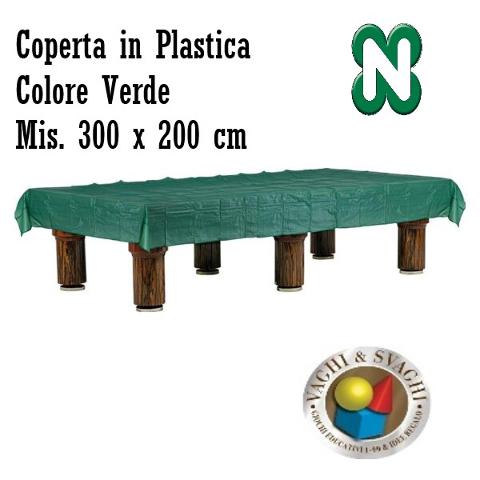 COPERTA PER BILIARDO NORDITALIA IN PLASTICA VERDE 300 X 200 CM.