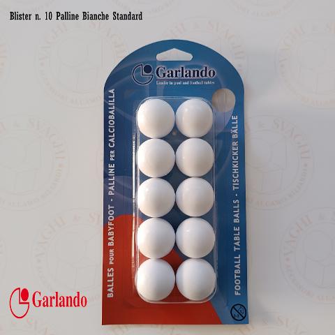 PALLINE  PER CALCIO BALILLA BIANCHE GARLANDO STANDARD BLISTER 10 PALLINE