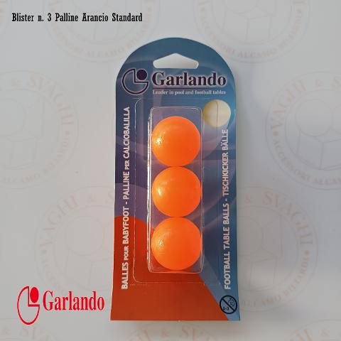 PALLINE PER CALCIO BALILLA  ARANCIO GARLANDO STANDARD BLISTER SET 3 PALLINE