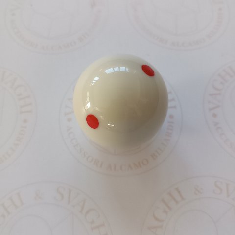 PALLINO BIANCO CON 6 PUNTI ROSSI DIAMETRO 57,2 MM