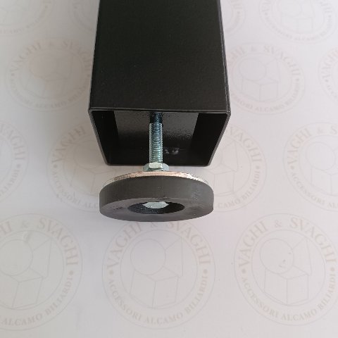 GAMBA IN METALLO 90 X 90 X 2 NERA GARLANDO 595 MM CON PIASTRA E PIEDINO