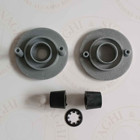 BOCCOLA COMPLETA CON FLANGE GARLANDO PER ASTA RIENTRANTE, 2 MISURE COLORE SILVER