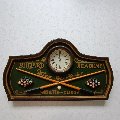 QUADRO IN LEGNO + OROLOGIO  BILLIARD ACADEMY PICCOLO DIFETTO