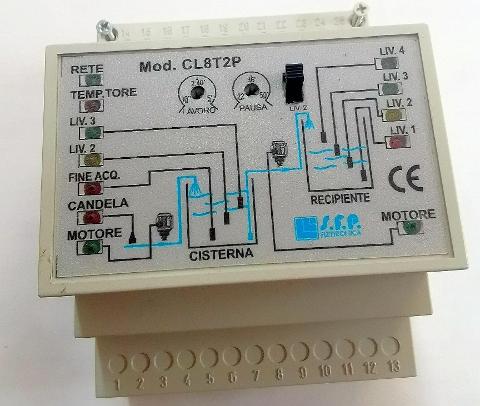 CENTRALINA DI COMANDO PER CONTROLLO DI LIVELLO - CL8T2P SFP Elettronica CL8T2P-CON EVENTUALI PERSONALIZZAZIONI DEL PRODOTTO ALLE TUE ESIGENZE.
